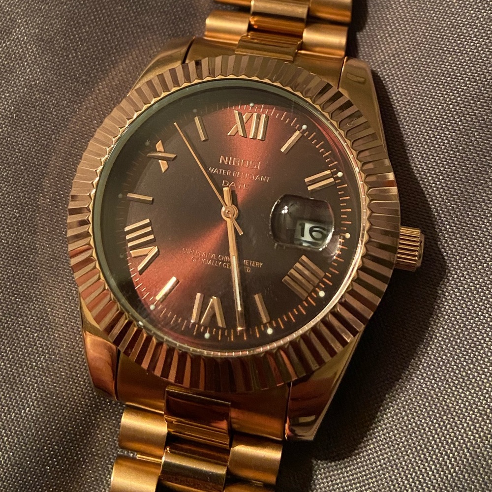 NIBOSI Gold Watch with Brown Dial